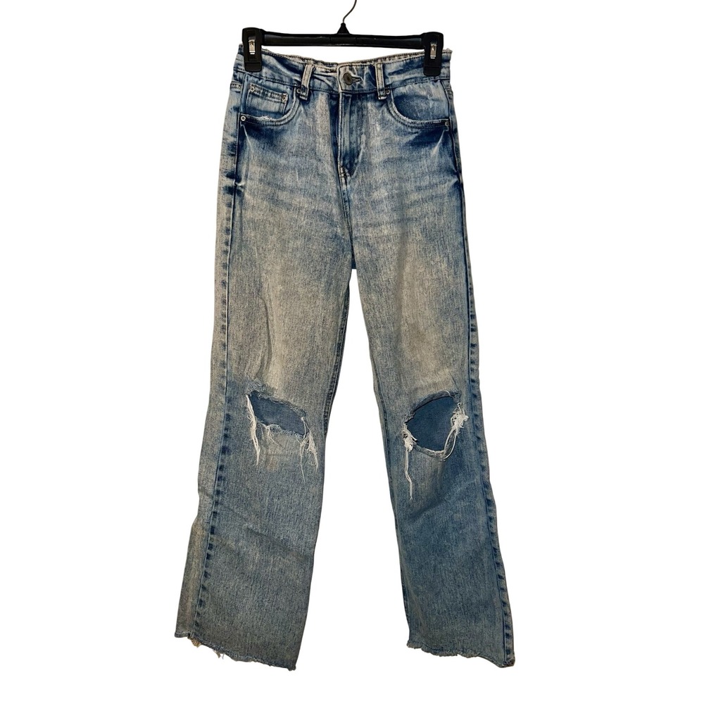 Highway Jeans Juniors Size 1 Distressed Ripped Denim Grunge High Rise Wide Leg - Picture 3 of 9